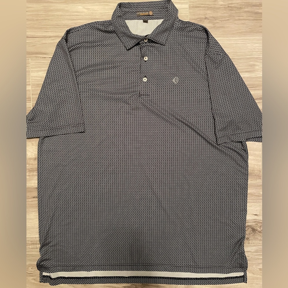 Peter Millar size XL black and white patterned golf polo